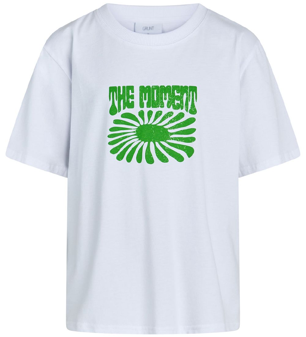Grunt T-shirt - Mason - White w. Green Print