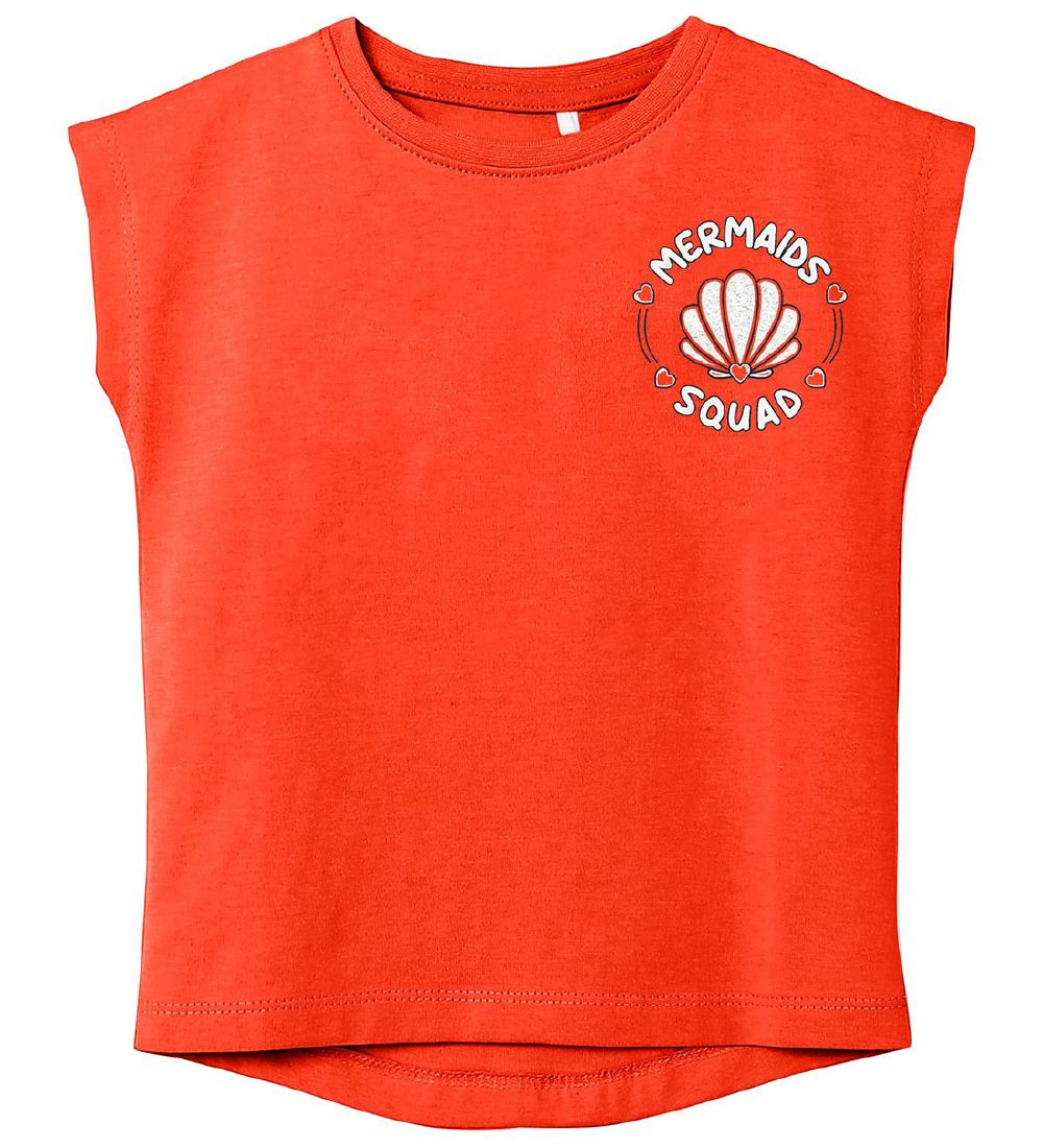 Name It T-shirt - NmfViolet - Spicy Orange w. Print