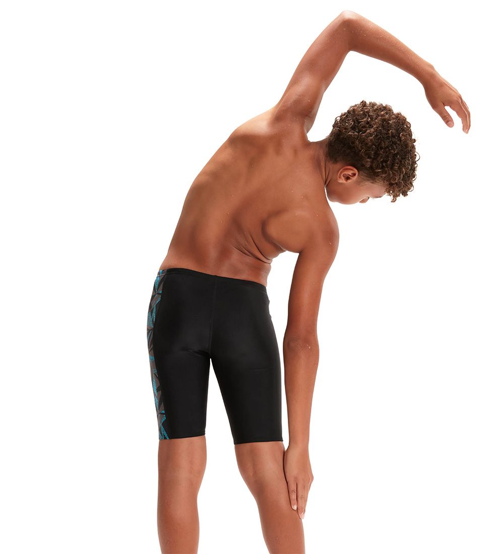 Speedo Swim Trunks - Boys Hyper Boom Panel Jammer - Black/Blue