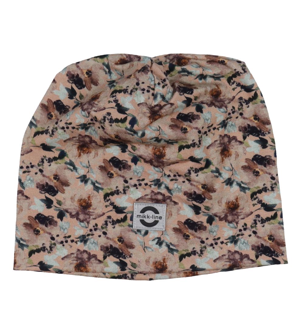 Mikk-Line Beanie - 2-layer - Viscose - Russet w. Flowers