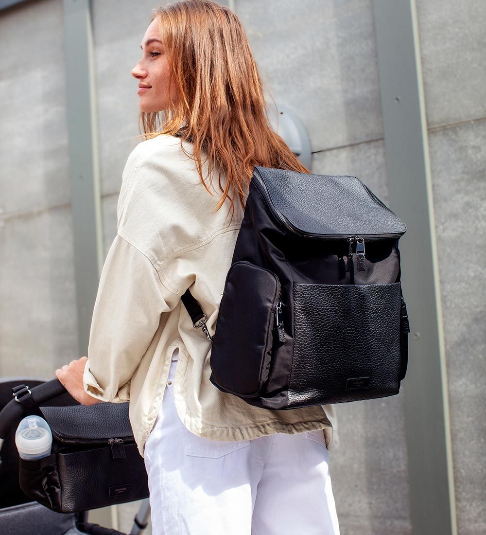 Storksak Wickeltasche - Leder - Alyssa - Black/Gunmetal