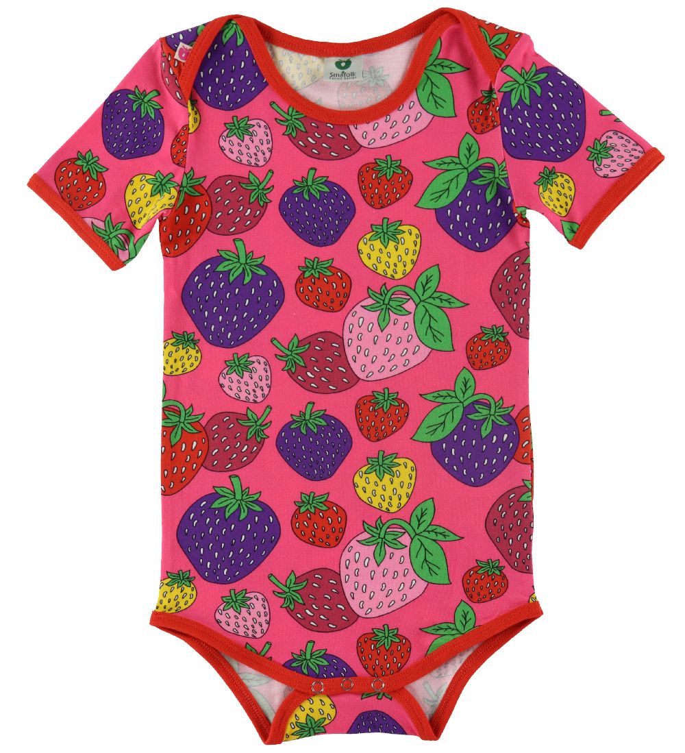 Småfolk Shorts/Romper s/s - Roze m. Aardbei