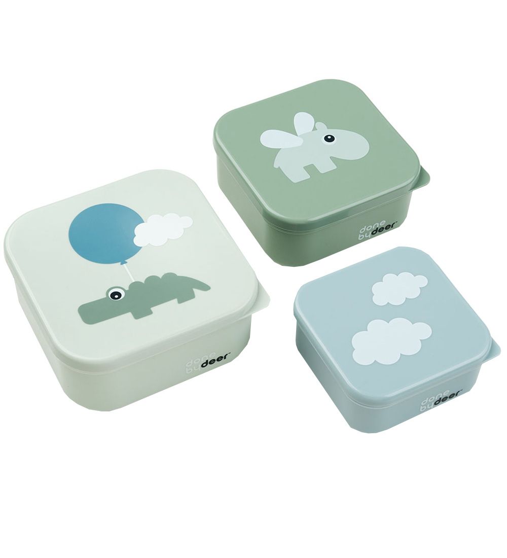 Done by Deer Snackbox - Happy Clouds - 3-Pack - Green