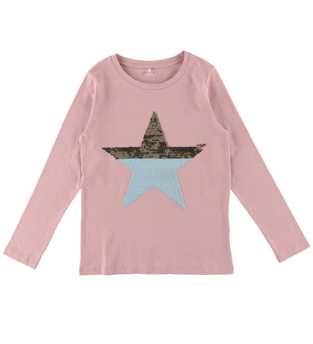 Name It Blouse - NkfTania - Pink Nectar/Light Blue w. Sequins