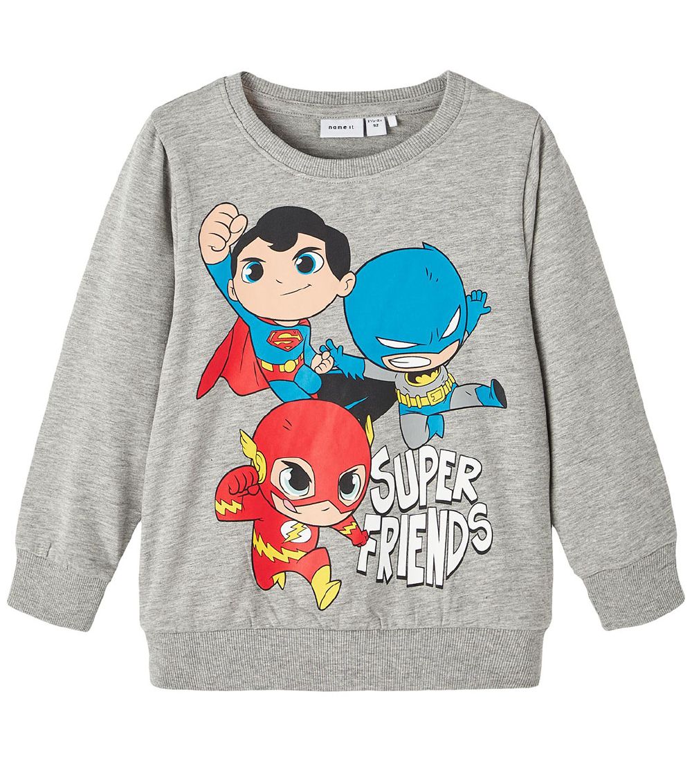Name It Sweatshirt - NmmJak - Grey Melange w. Super Friends