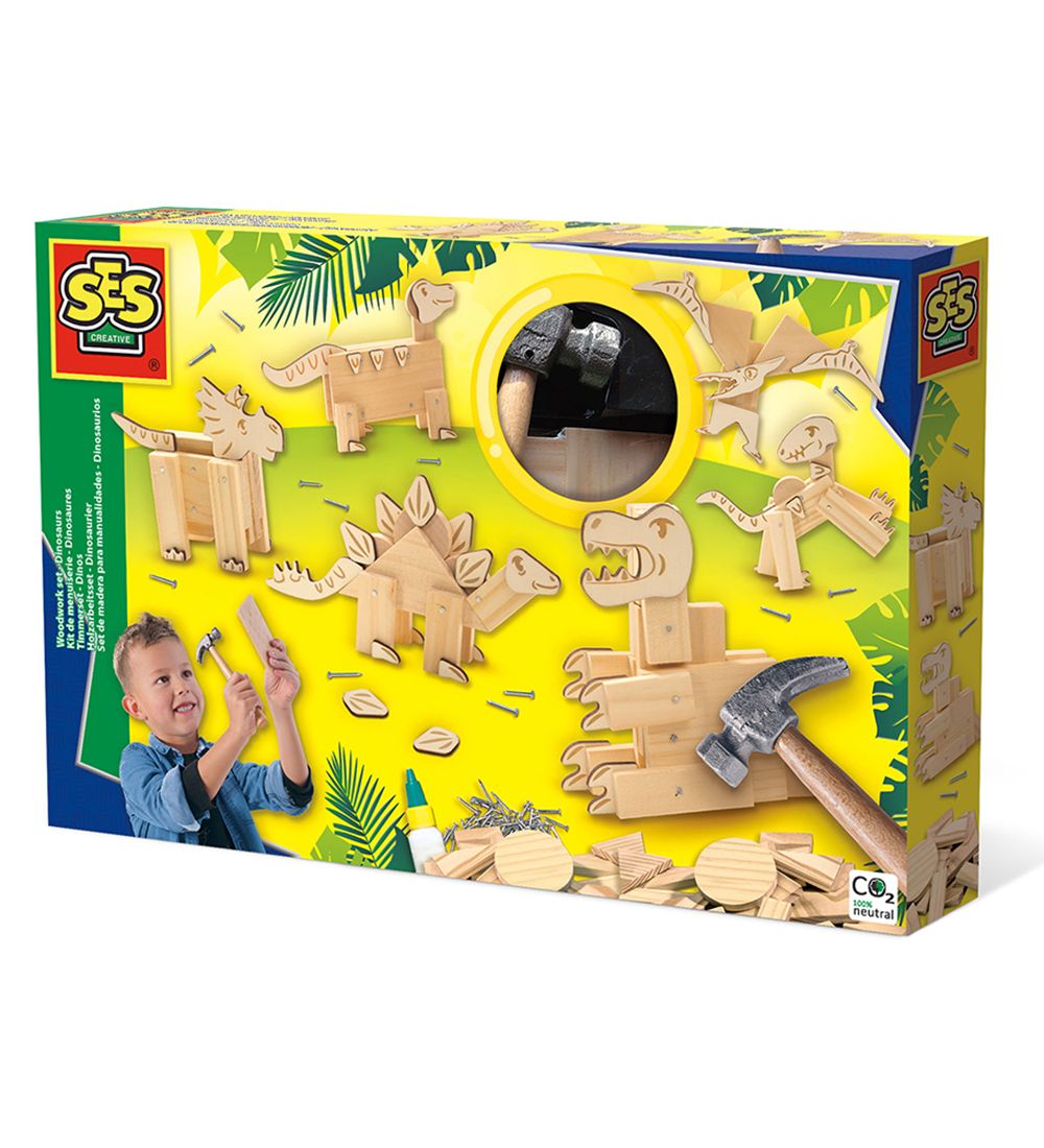 SES Creative - Construction Playset Wood - Dinosaurs