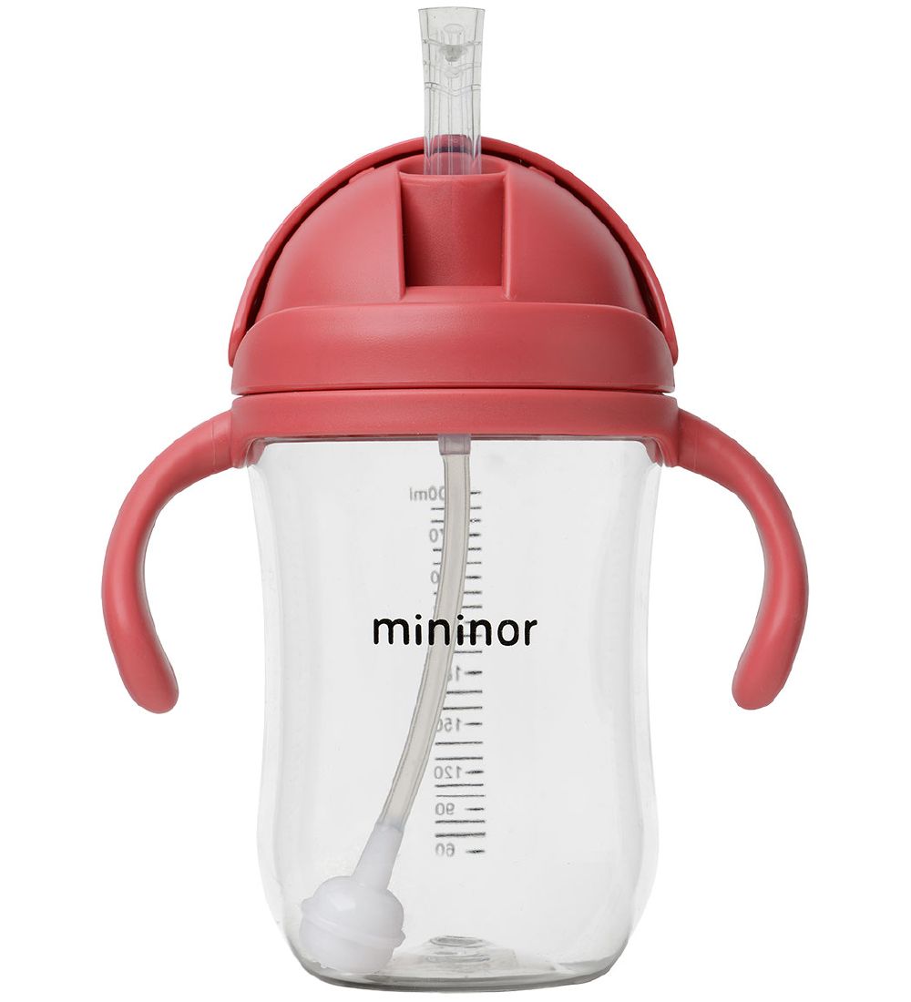 Mininor Kopp m. Sugerør - Tritan - 330 ml - Rabarbra
