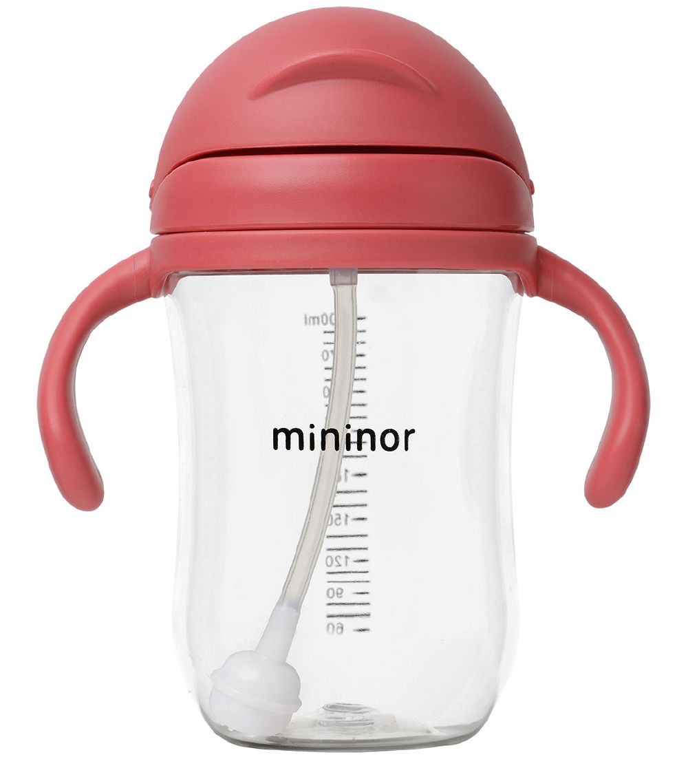 Mininor Kopp m. Sugerør - Tritan - 330 ml - Rabarbra