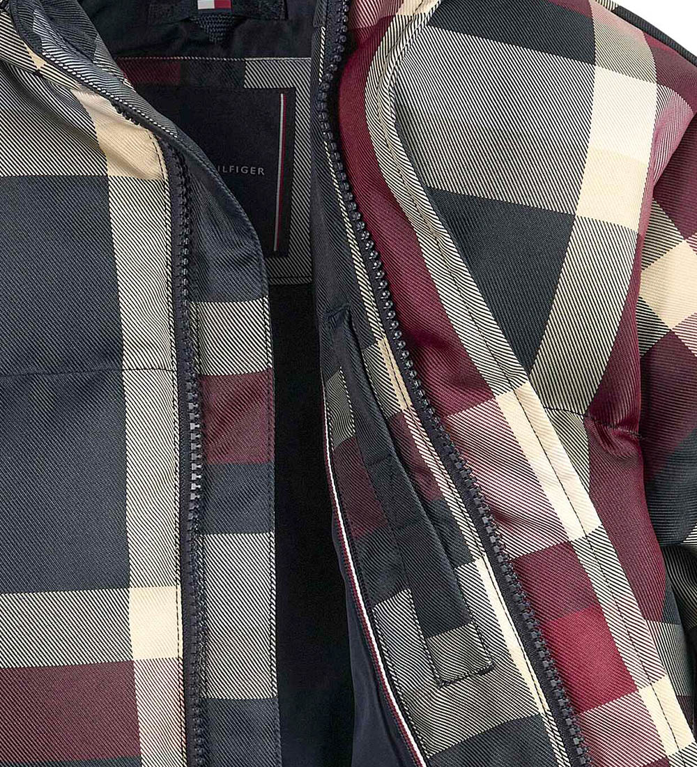 Tommy Hilfiger 듀베 재킷 - 글로벌 스트라이프 체크 - 레드/화이트/네이비