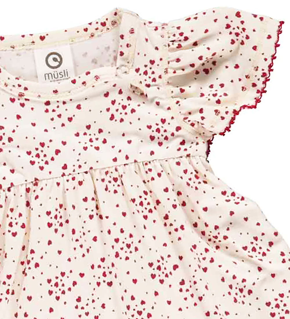 Müsli Bodysuit w. Skirt s/s - Love - Buttercream/Berry Ed