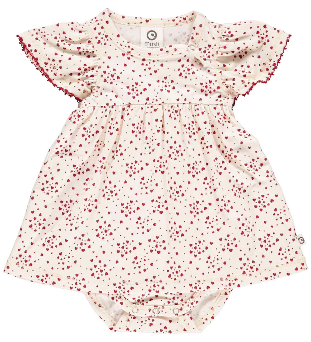 Müsli Bodysuit w. Skirt s/s - Love - Buttercream/Berry Ed