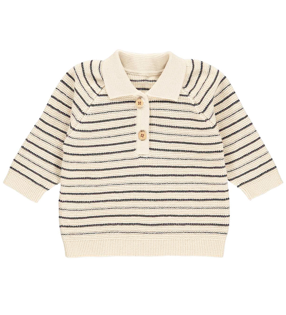 Müsli Blouse - Knitted - Strip Collar - Night Blue