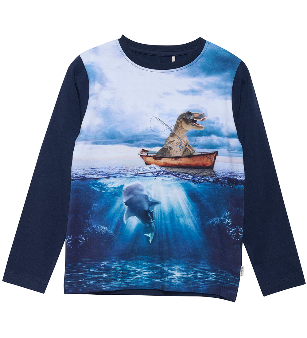 Minymo Blouse - Navy Light w. Dinosaur