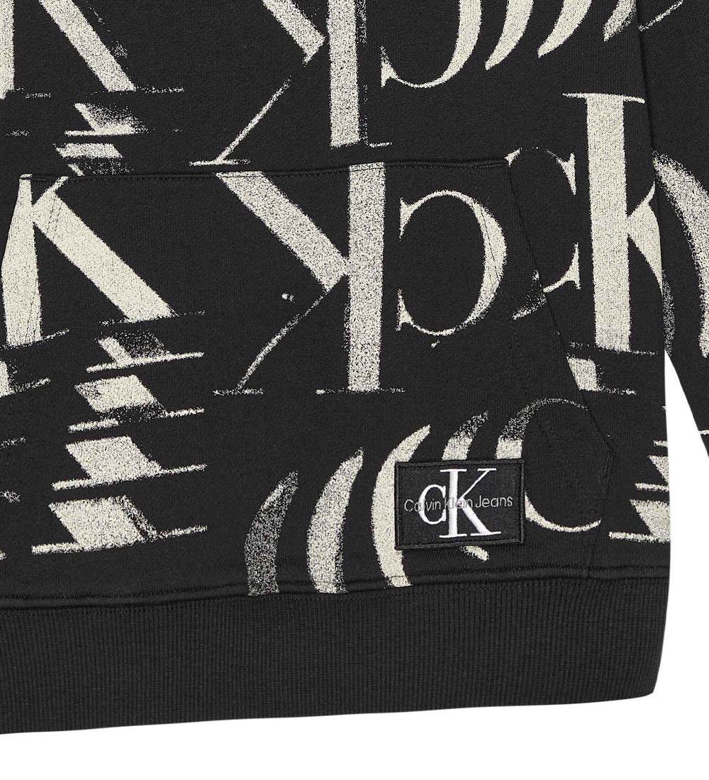Calvin Klein Hoodie - Glitched Monogram - Black