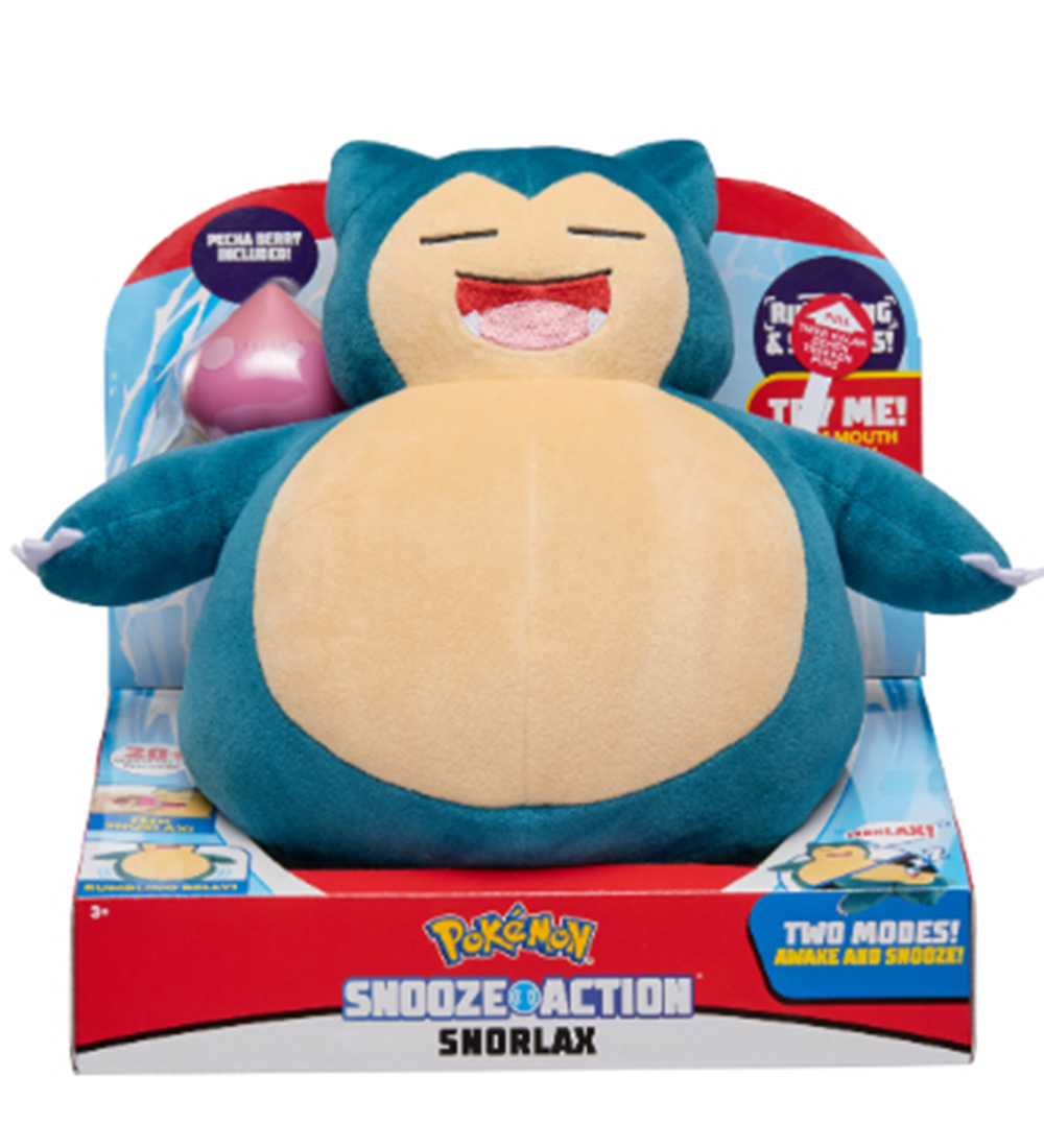 Pokémon Soft Toy w. Sound - 30 cm - Snooze Action - Snorlax