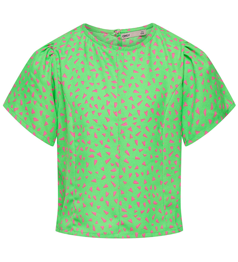 Kids Only T-shirt - KogLino - Summer Green/Sugar Plum Geo Hearts