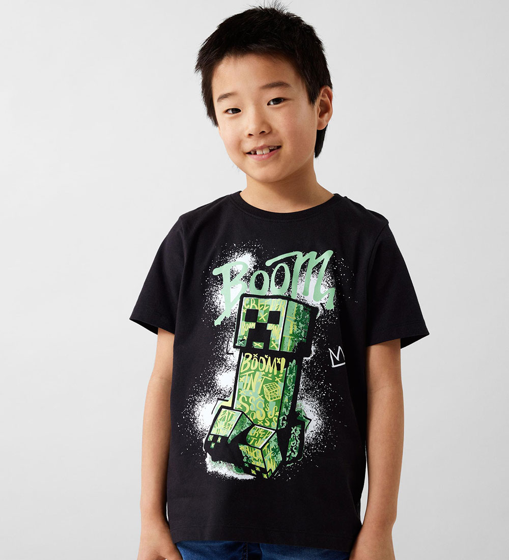 Name It T-shirt - NkmJom Minecraft - Black w. Print