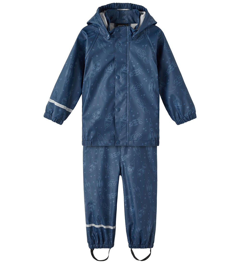 Name It Rainwear - Noos - NmmDry - Moonlit Ocean w. Rockets