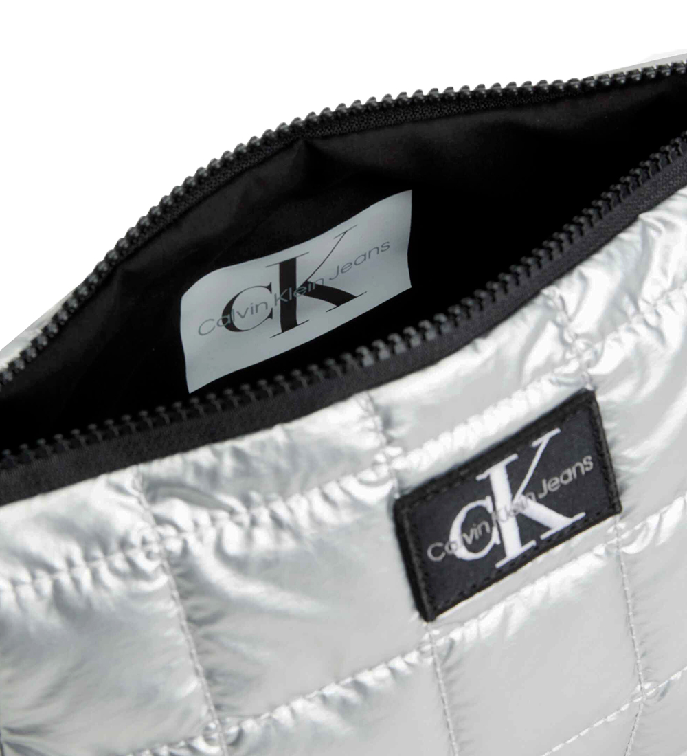 Calvin Klein Shoulder Bag - Quilted Shoulder Bag - Silver