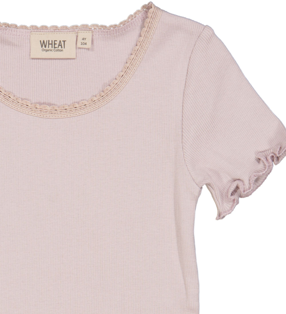 Wheat T-shirt - Rib - Lace - Soft Lilac