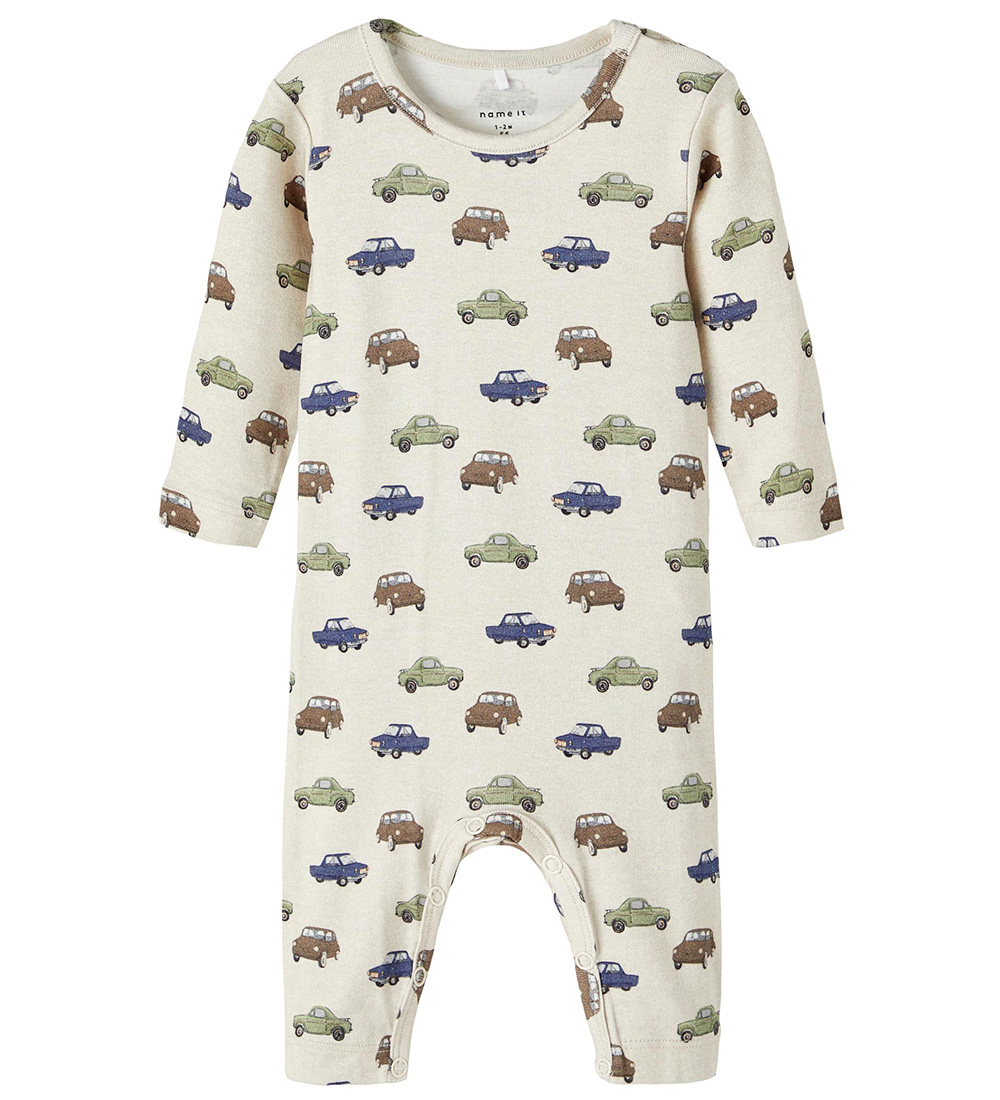 Name It Bodysuit Jumpsuit l/s - NbmKush - Peyote Melange w. Cars