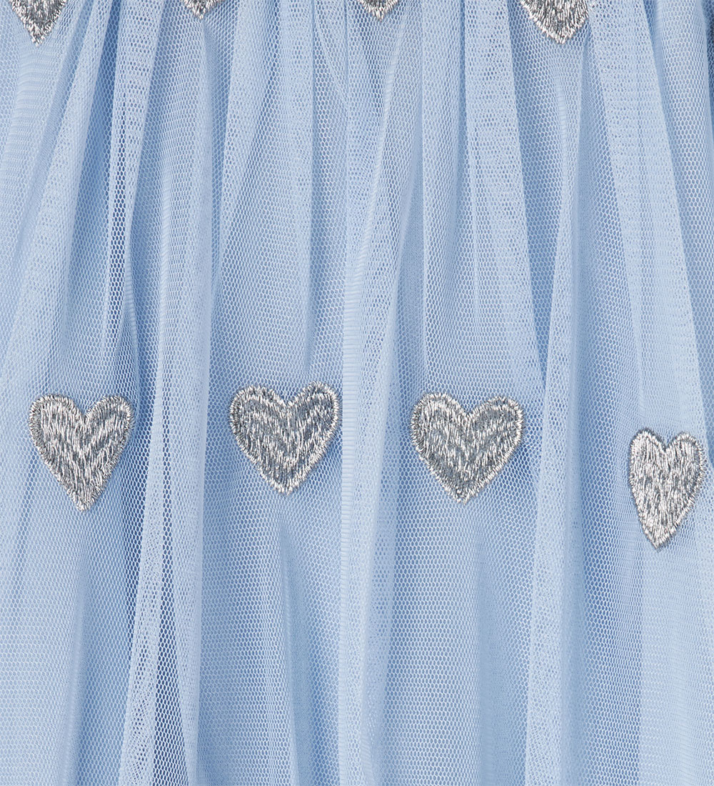 Stella McCartney Kids Tulle Skirt - Light Blue/Silver w. Hearts