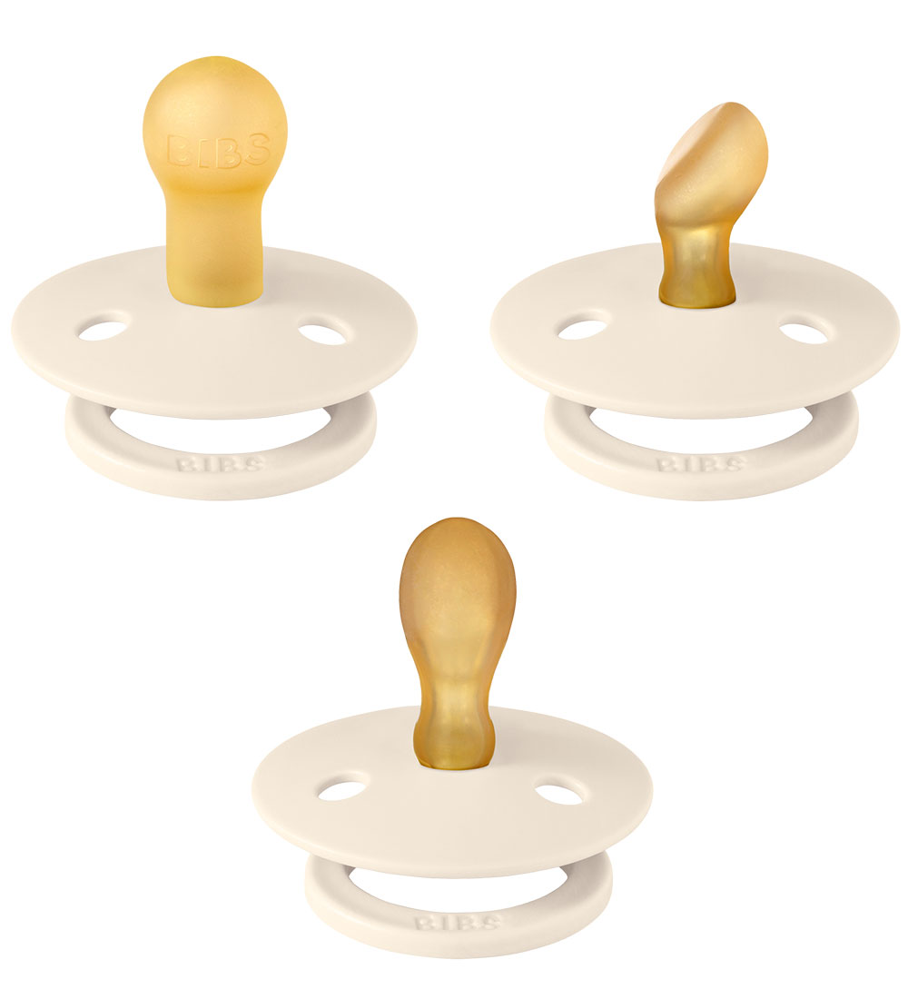 BIBS Colour Pacifiers - 3-Pack - Size 1 - Natural Rubber - Ivory