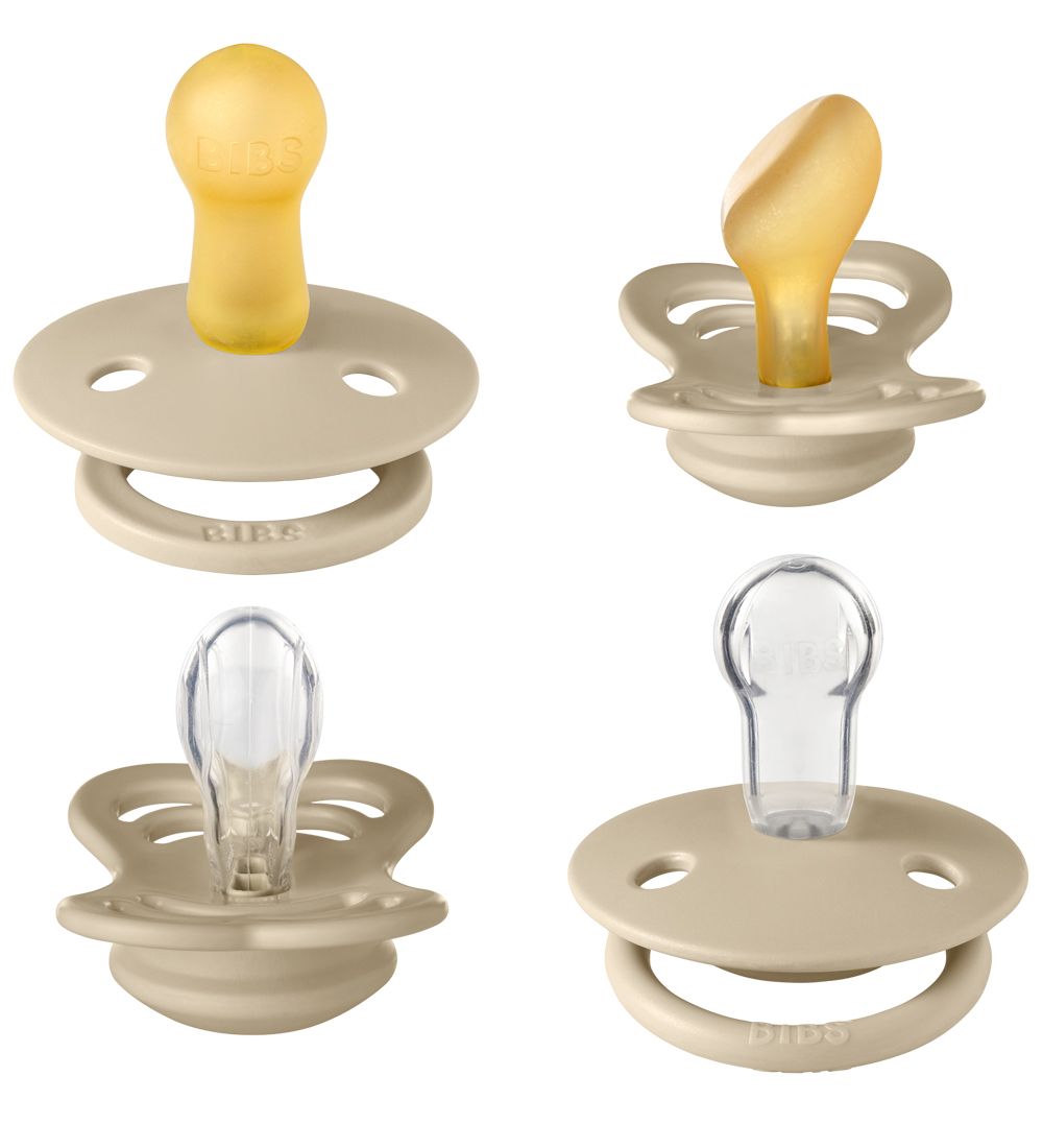 BIBS Try-It Pacifiers - 4-Pack - Size 1 - Natural Rubber - Vanil