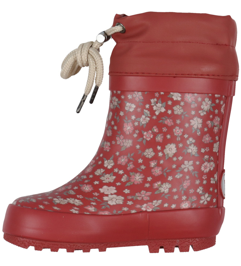 Wheat Rubber Boots w. Lining - Print - Red Flower
