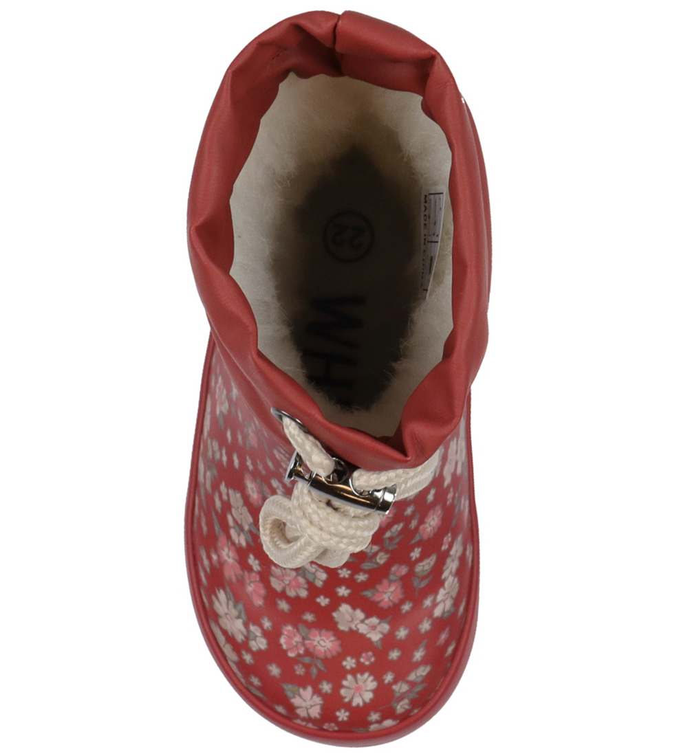 Wheat Rubber Boots w. Lining - Print - Red Flower