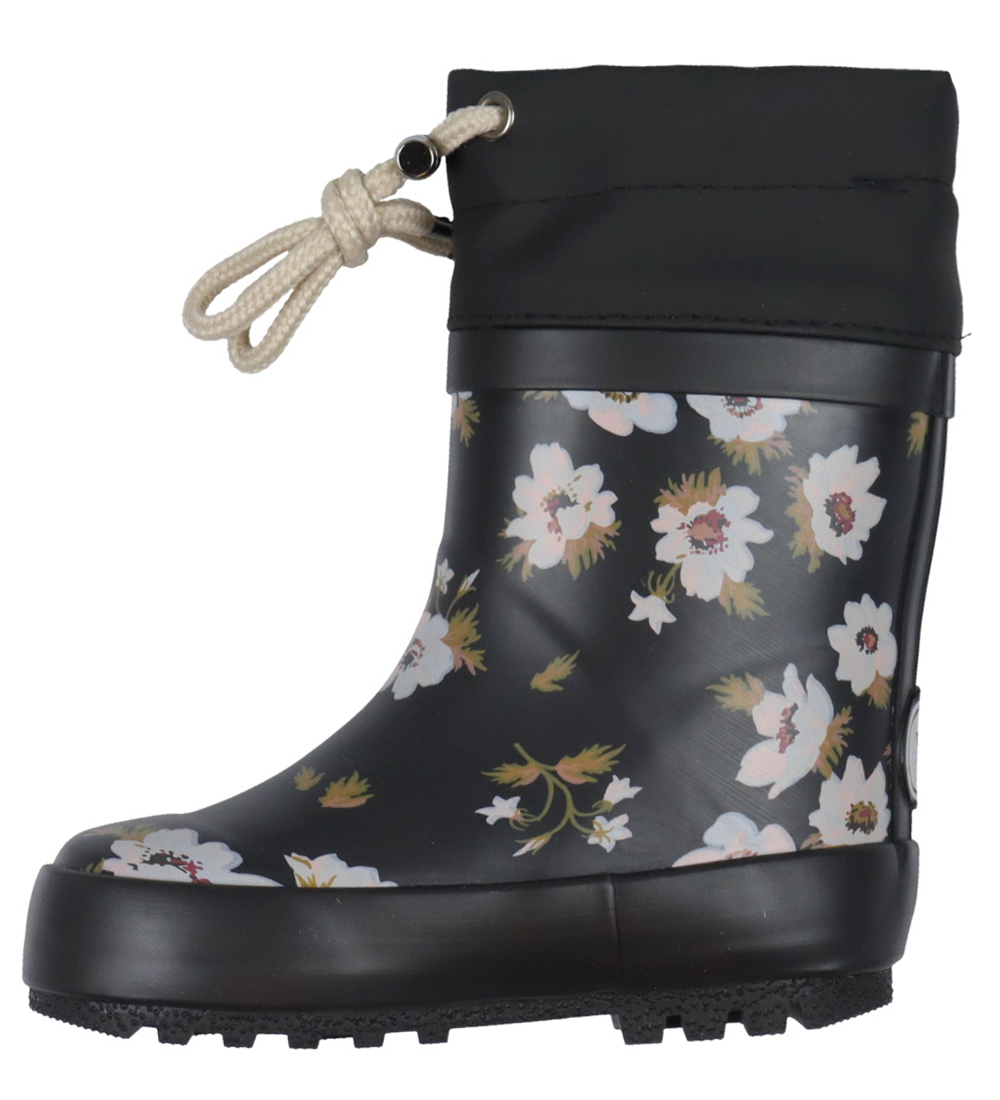 Bottes en Caoutchouc avec Doublure Wheat - Imprimé - Black Fleur