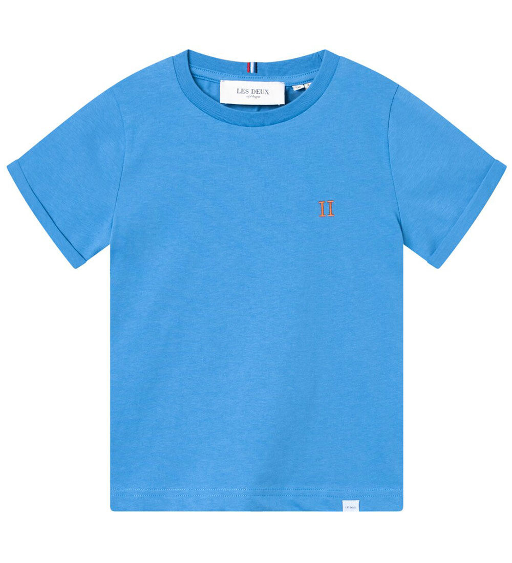 Les Deux T-shirt - Nrregaard - Washed Denim Blue/Orange