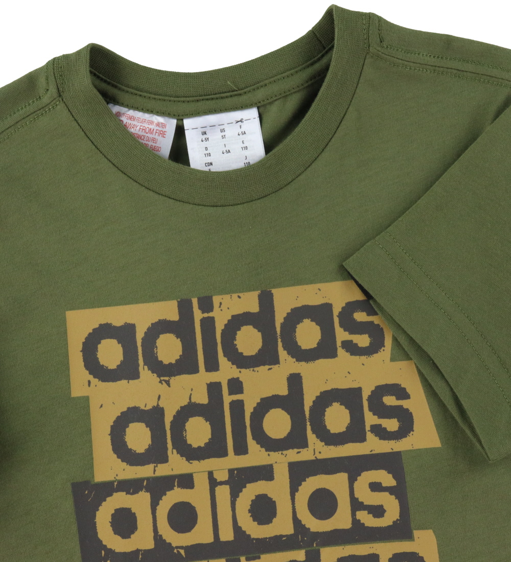 adidas Performance T-shirt - Army Green w. Brown