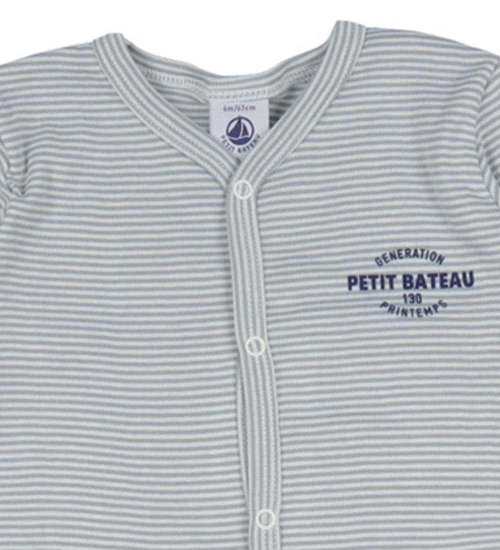 Petit Bateau Nightsuit - Striped - Grey/White