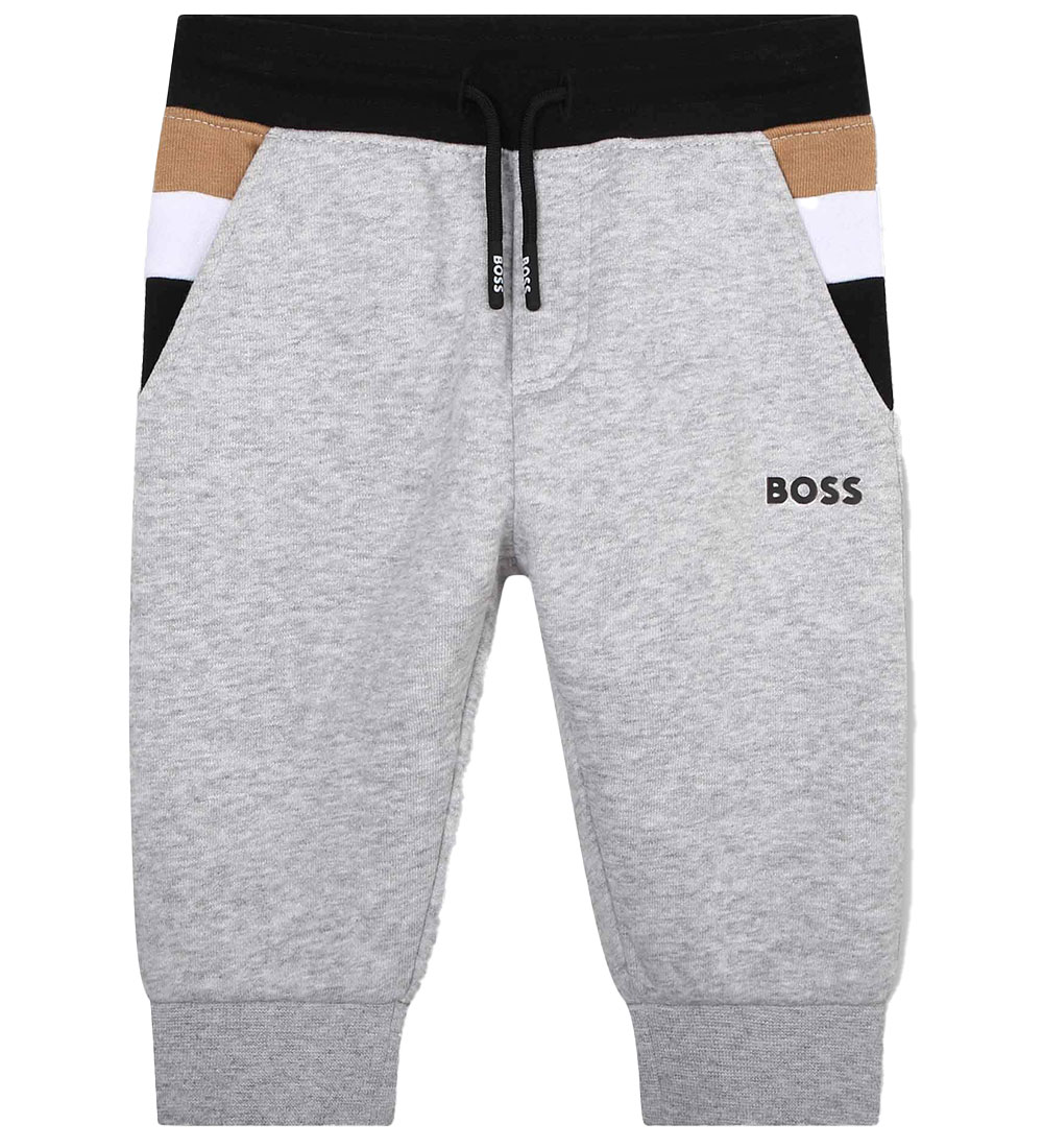 BOSS Sweatpants - Grey Melange w. Black/Brown