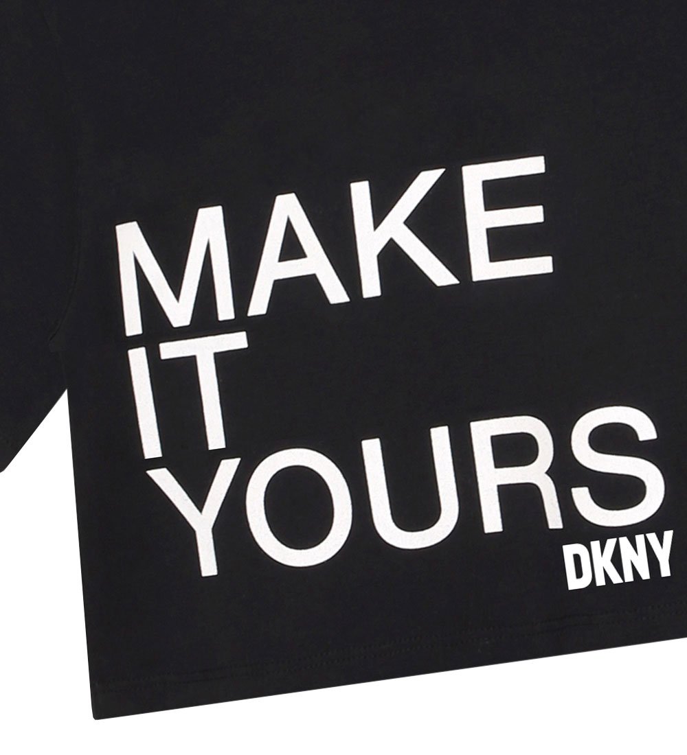 T-Shirt DKNY - Recadré - Noir av. Blanc
