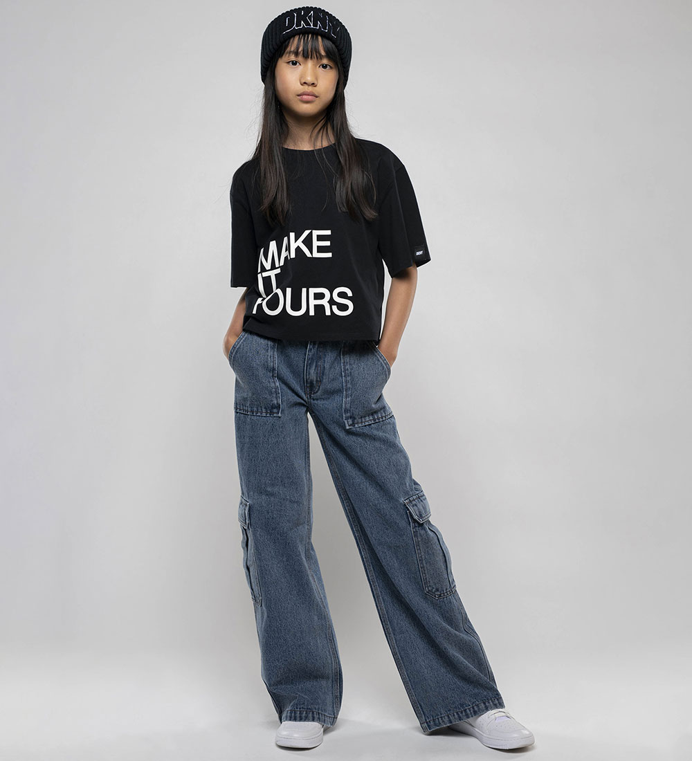 T-Shirt DKNY - Recadré - Noir av. Blanc