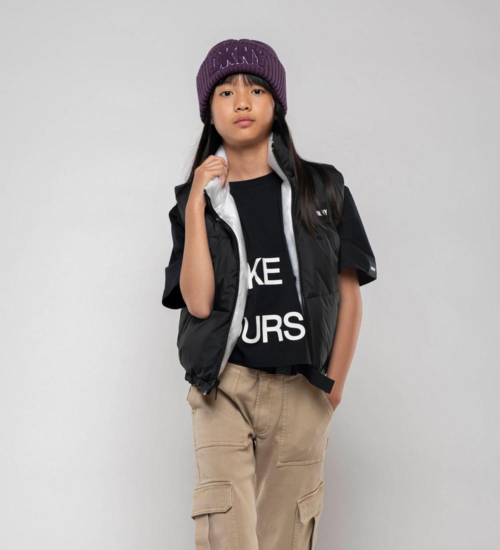T-Shirt DKNY - Recadré - Noir av. Blanc