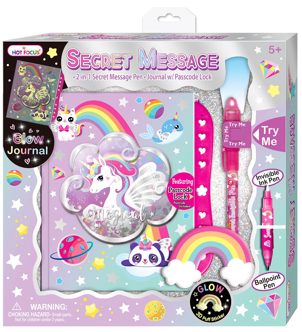 Hot Focus Diary w. Code/Invisible Ink - Unicorn