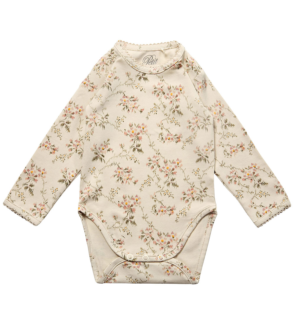 Petit by Sofie Schnoor Romper L/æ - Zand m. Bloemen