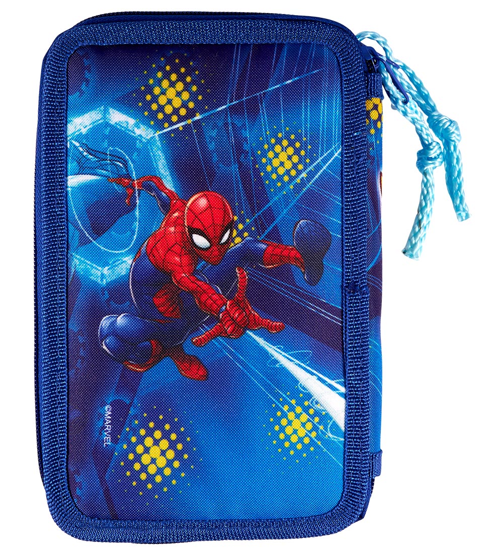 Spider-Man Pencil Case w. Contents - Twozip - Blue