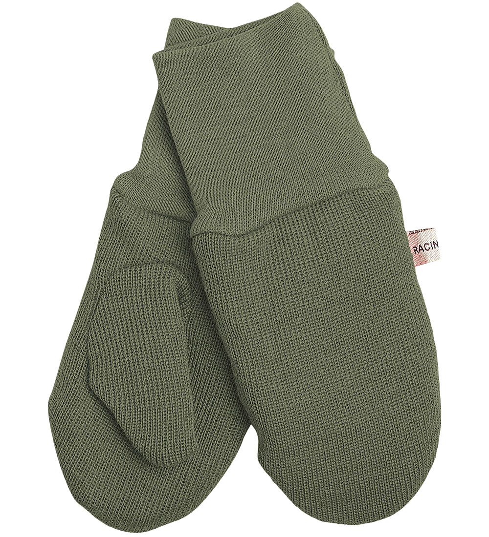 Racing Kids Mittens - Wool/Cotton - Dark Seagrass