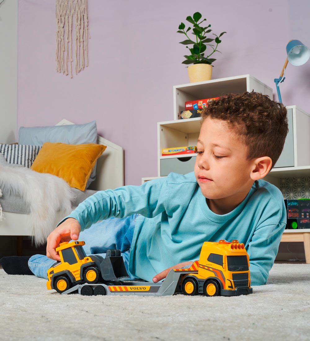Dickie Toys Truck w. Excavator - Truck Team - Light/Sound