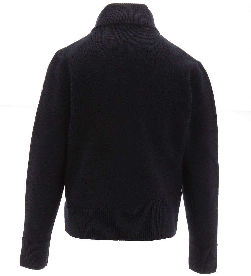 Moncler Cardigan - Ull/Dun - Marinblå m. Vit