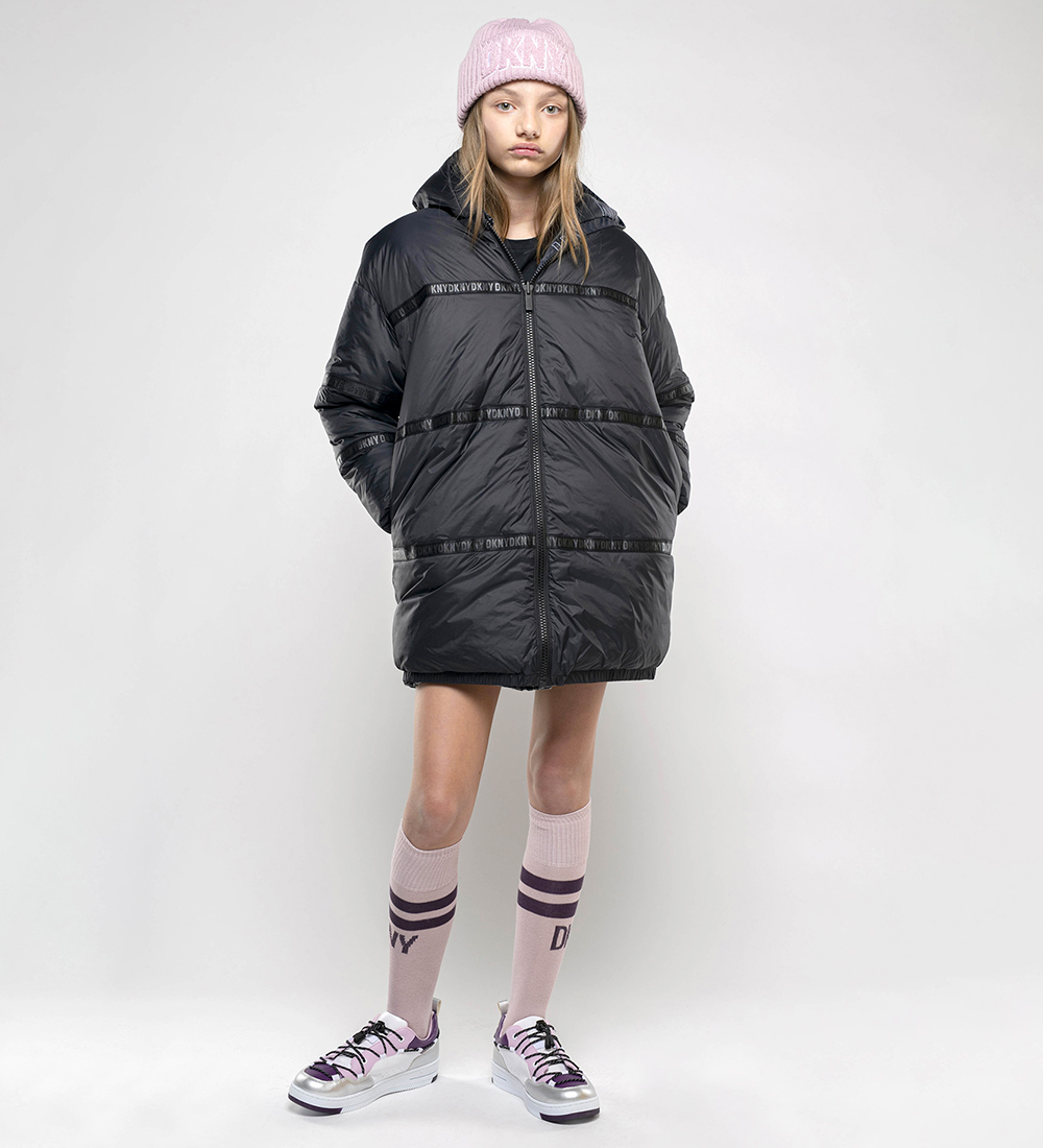 DKNY Padded Jacket - Reversible - Black w. Print