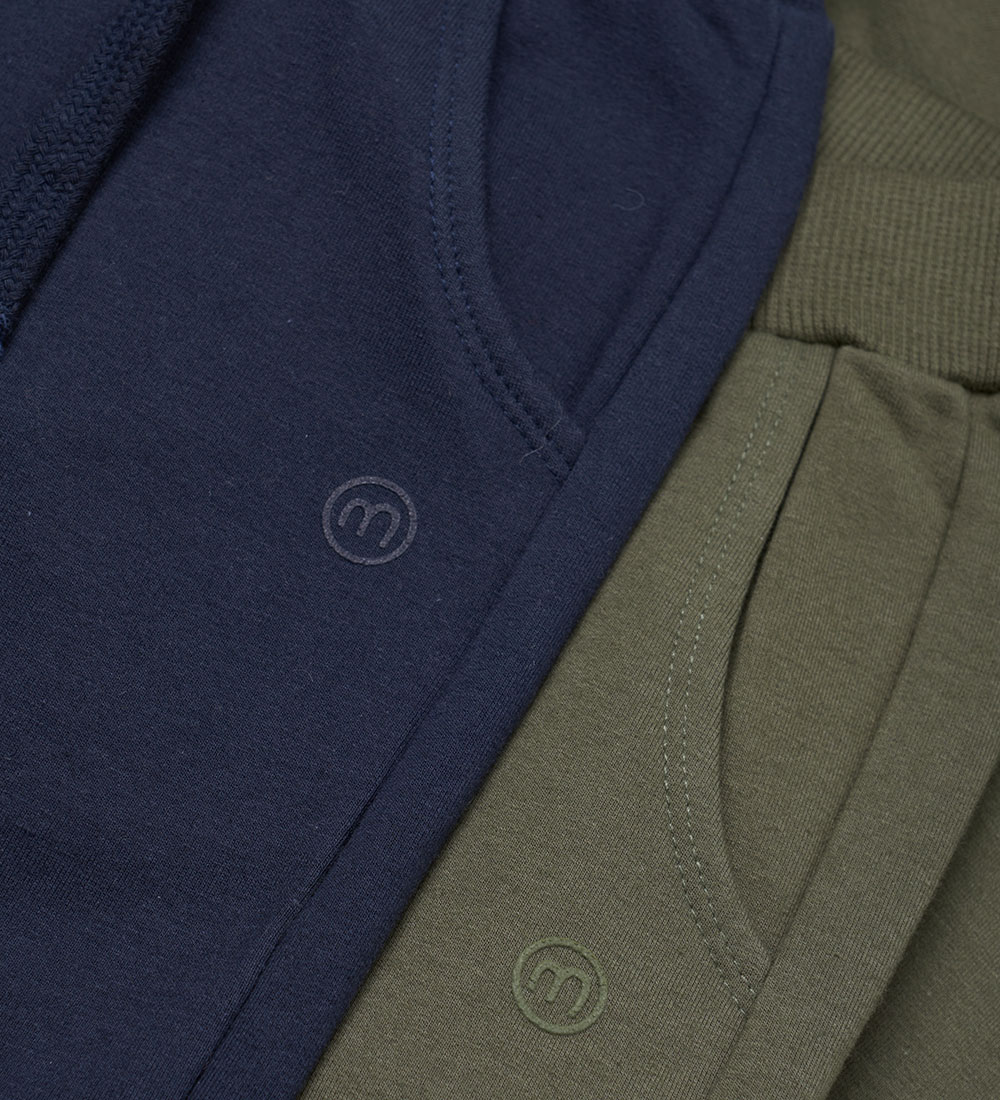 Minymo Jogginghosen - 2er-Pack - Olive Nacht/Navy