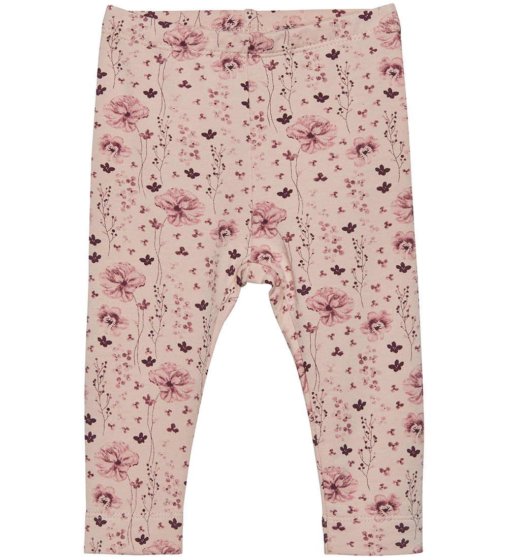 En Fant Leggings - Svett - Rose Dust m. Blommor