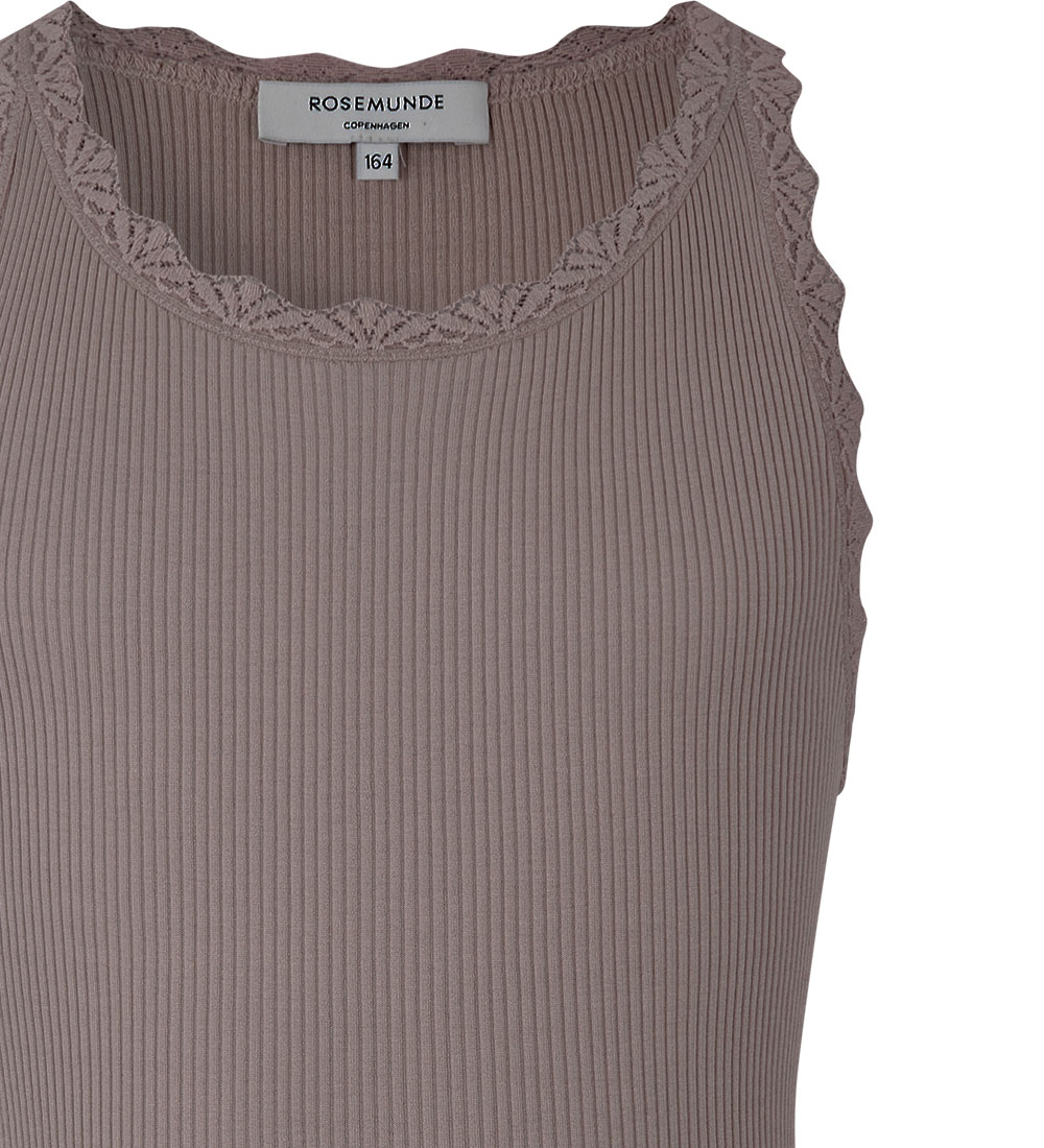 Rosemunde Top - Silk/Cotton - Rib - Falcon w. Lace