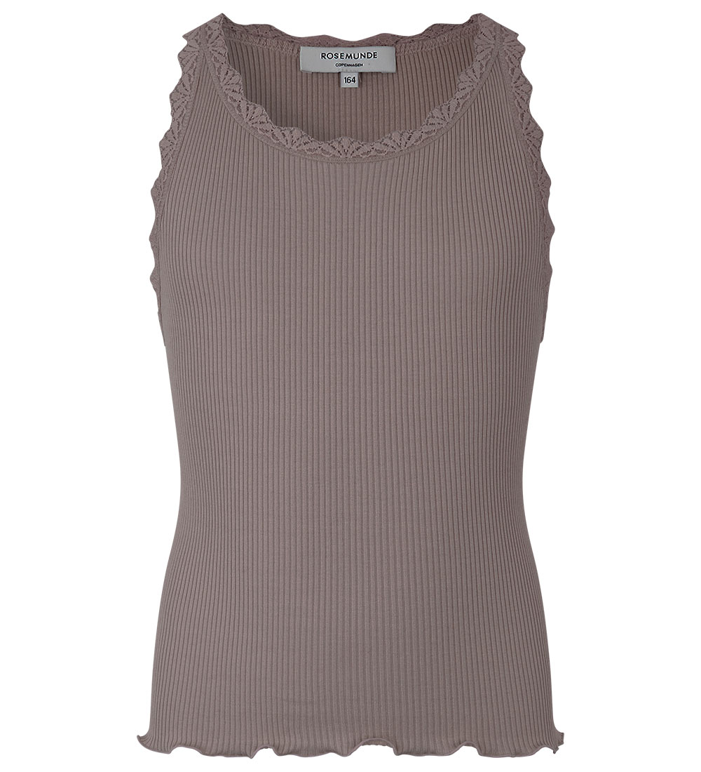 Rosemunde Top - Silk/Cotton - Rib - Falcon w. Lace