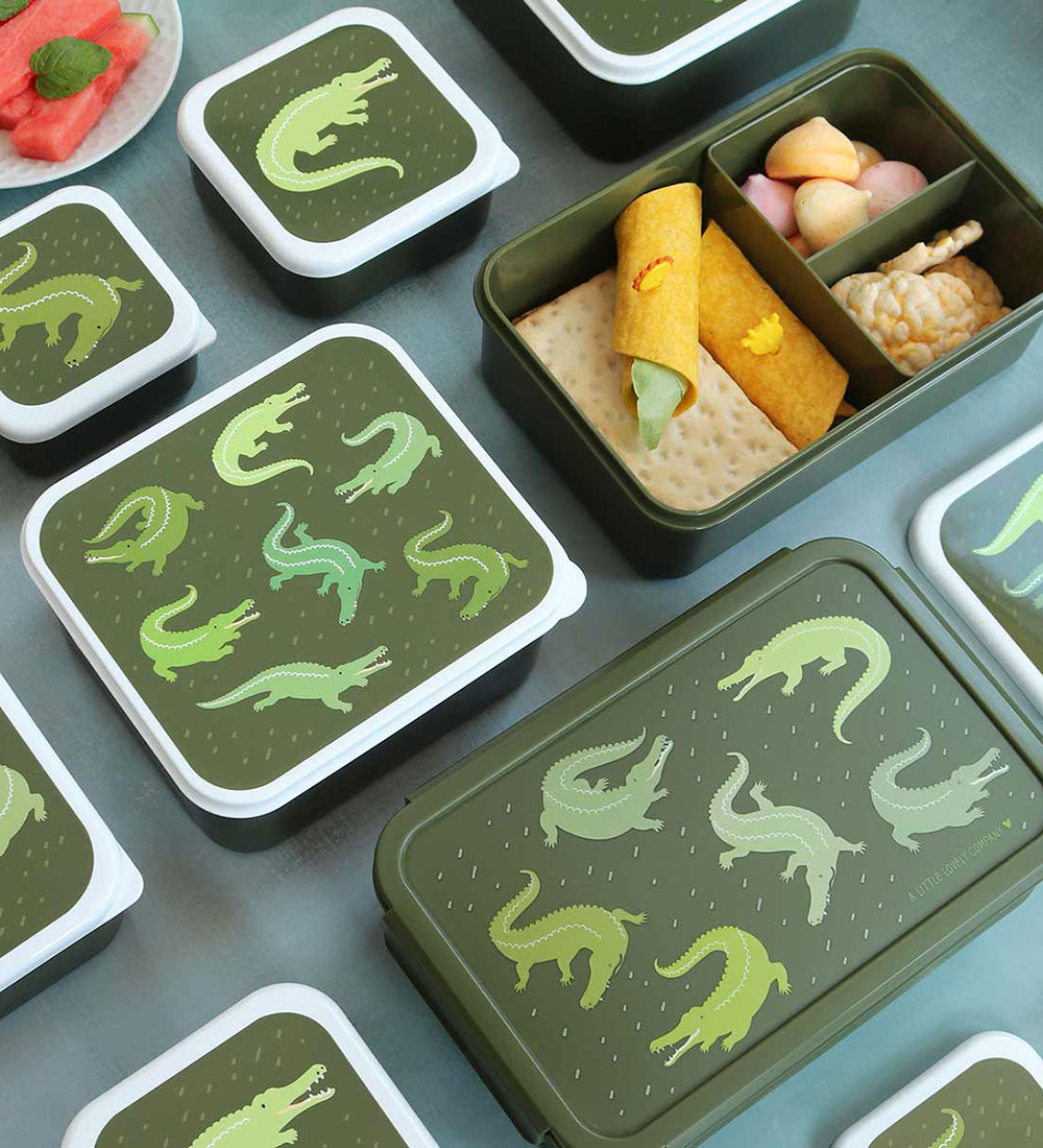 A Little Lovely Company Lunchbox Set - 4 pcs - Crocodiles
